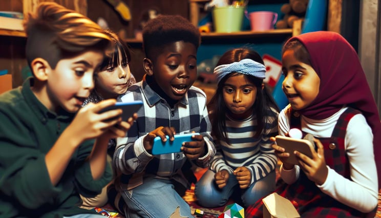 Kids playing games on iphone 